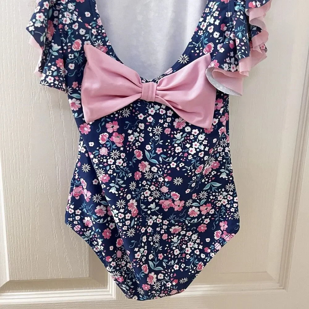 Rufflebutts Butterfly Sleeve One Piece Swimsuit Moonlit Meadow Girls Size 10